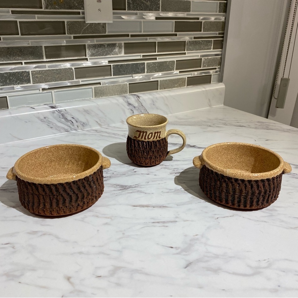 Vintage Russ Baldwin Pottery lot Soup bowls & mug